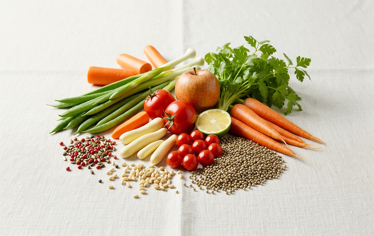 Čerstvé suroviny na světlém podkladu